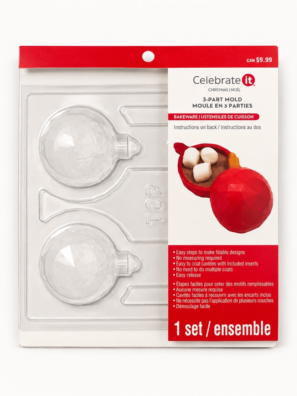 Michaels Celebrate It Red and White 3-Part Ornament Mold